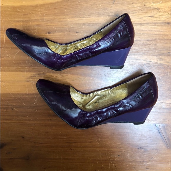 All Black purple wedges sz 9 - Picture 1 of 7